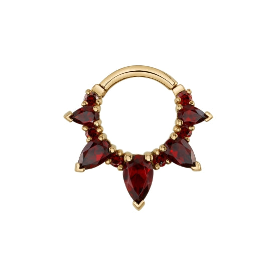 BVLA 14ct Gold Empress Rising Diamond and Garnet Clicker