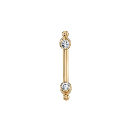 BVLA 14ct Gold Single Bead Accent Diamond Curved Bar