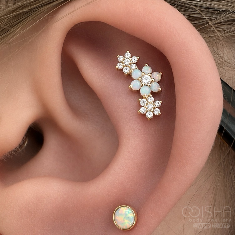 BVLA 14ct Gold AAA Opal & White CZ Estrella End