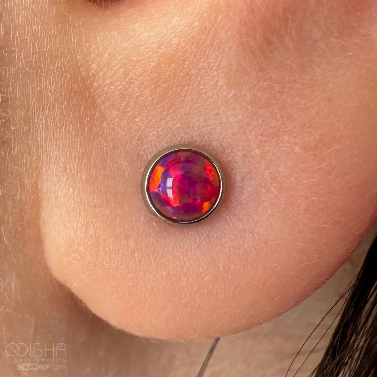 Industrial Strength Titanium Opal Cabochon End