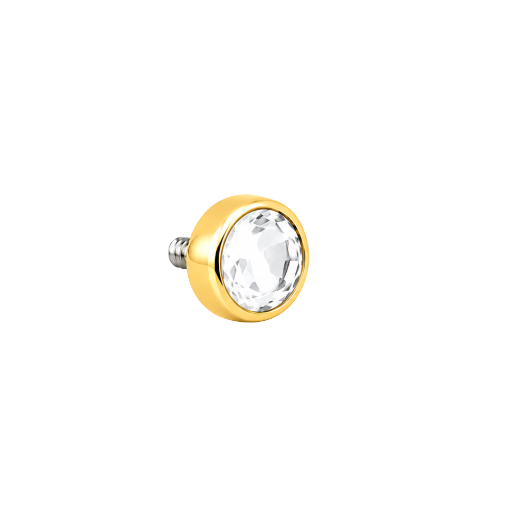 Anatometal 18ct Gold Flat Backed CZ Gem End