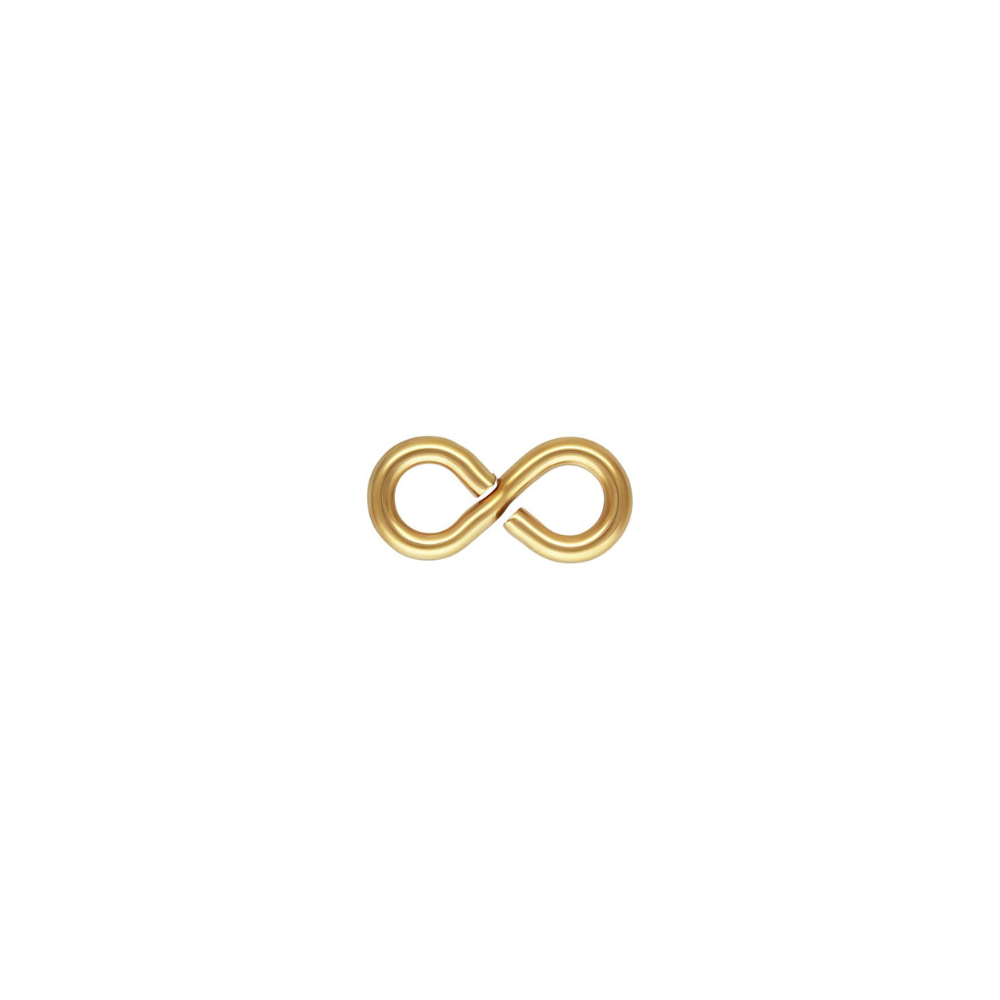 Gold infinity symbol on a white background