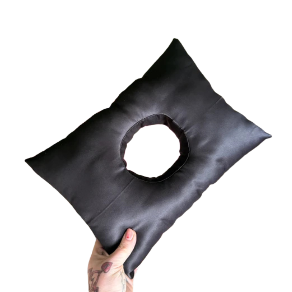 Happy Piercing Cushion Co. Black Satin Pillow