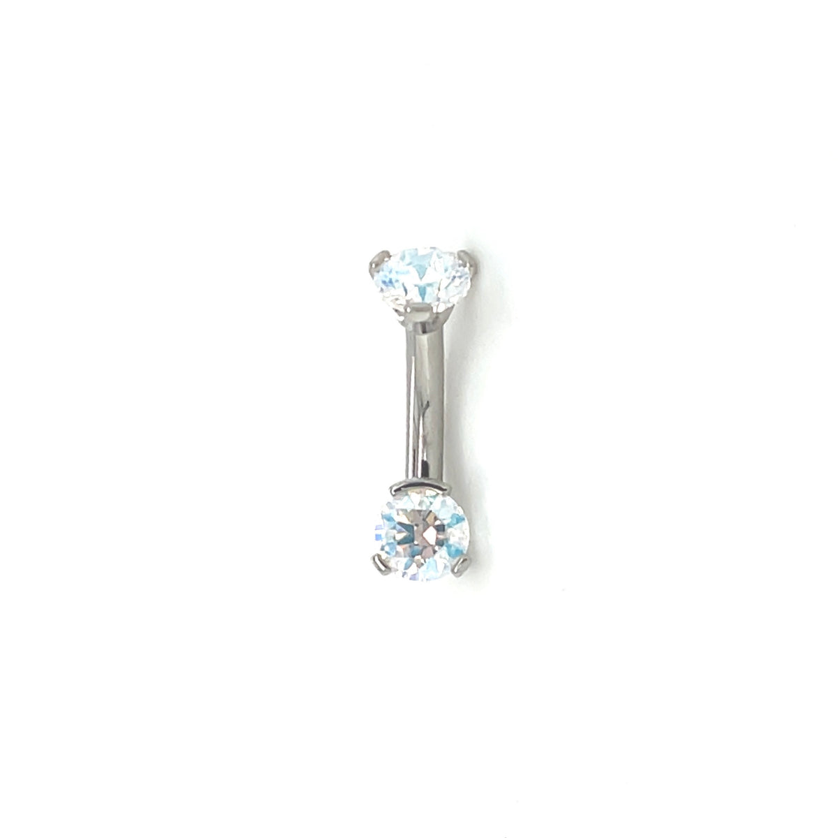 Industrial Strength Titanium Mini Prong Shimmer CZ Curved Barbell