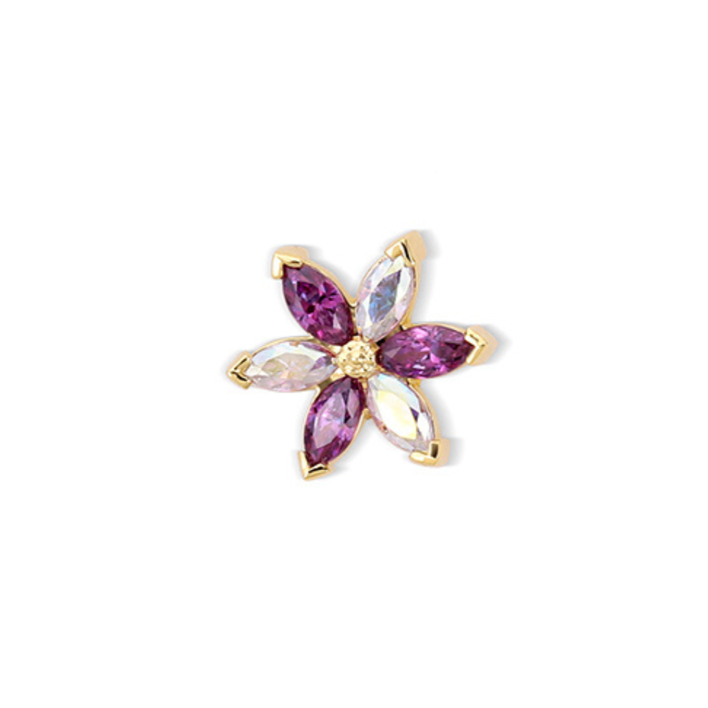 Industrial Strength 18ct Gold Asphodel Fancy Purple Aurora CZ End Threadless