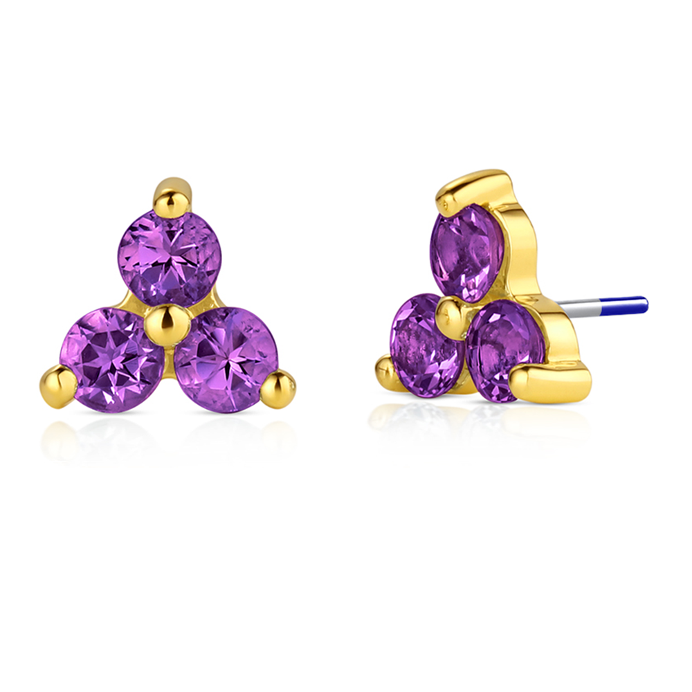 Industrial Strength 18ct Gold Menage a Trois Genuine Gemstone End