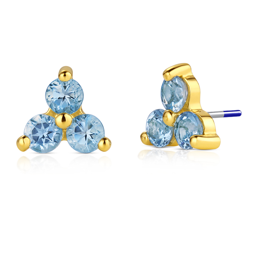 Industrial Strength 18ct Gold Menage a Trois Genuine Gemstone End