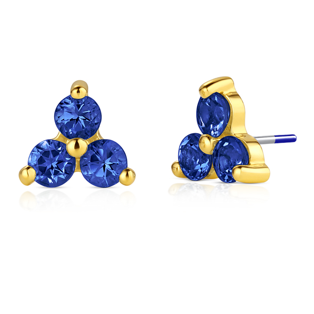 Industrial Strength 18ct Gold Menage a Trois Genuine Gemstone End