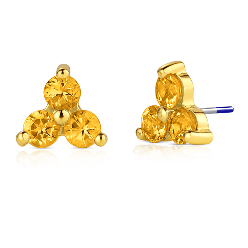 Industrial Strength 18ct Gold Menage a Trois Genuine Gemstone End