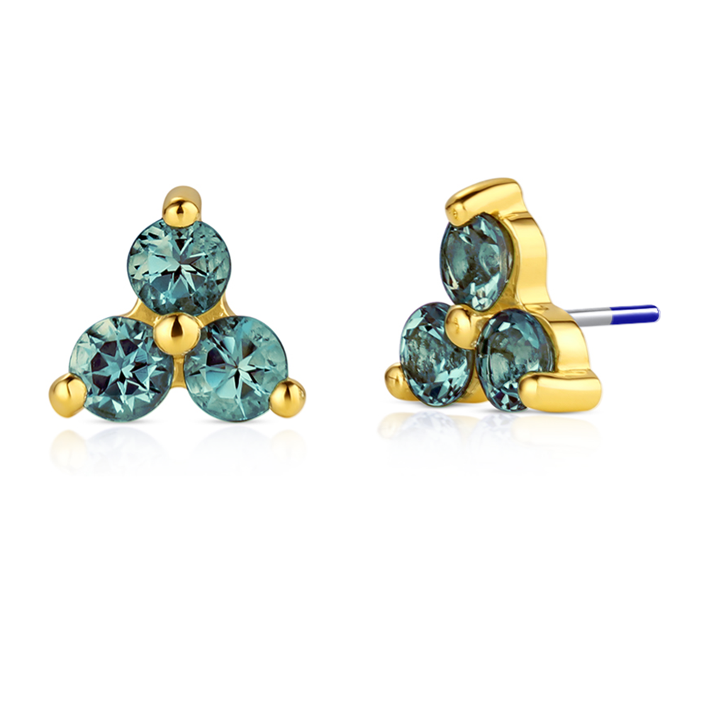 Industrial Strength 18ct Gold Menage a Trois Genuine Gemstone End