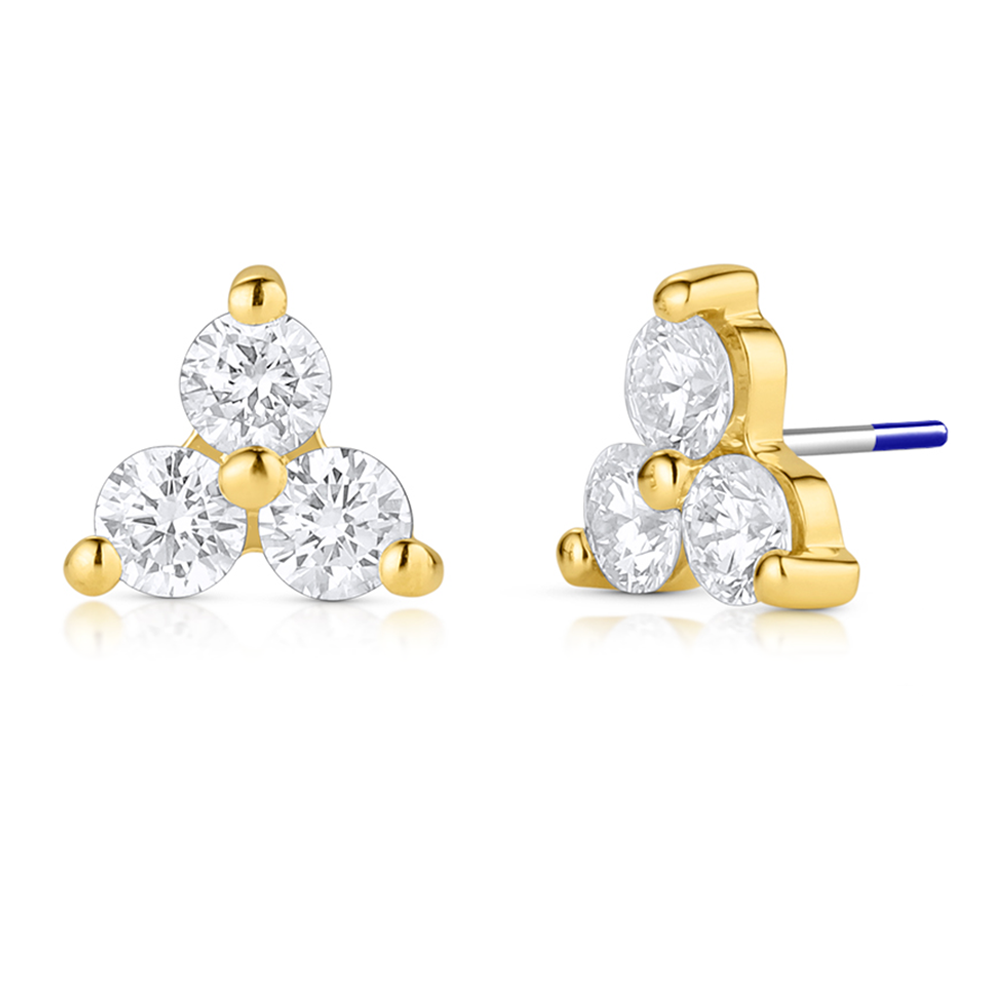 Industrial Strength 18ct Gold Menage a Trois Genuine Gemstone End