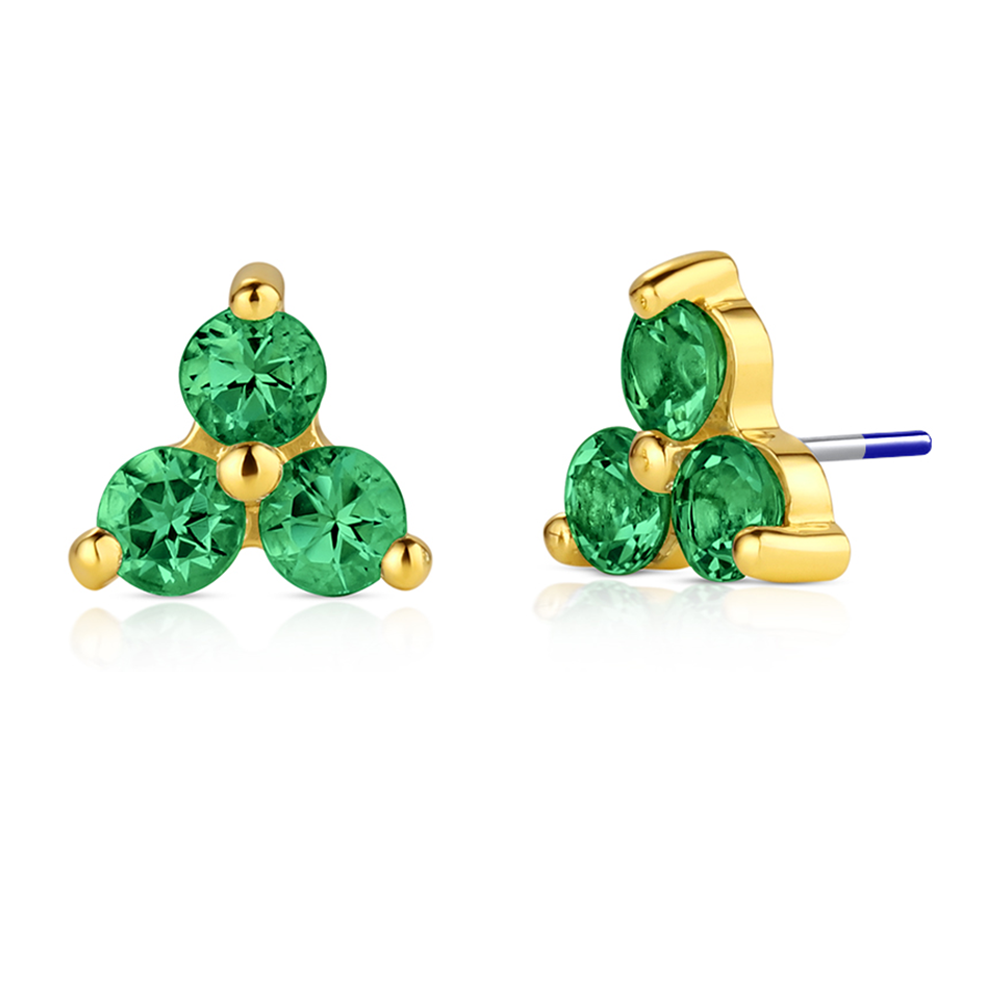 Industrial Strength 18ct Gold Menage a Trois Genuine Gemstone End