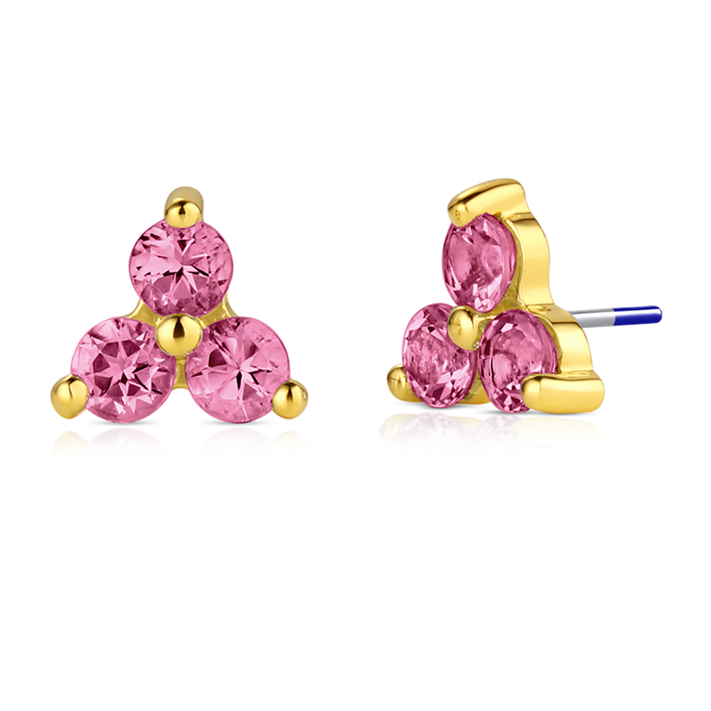 Industrial Strength 18ct Gold Menage a Trois Genuine Gemstone End