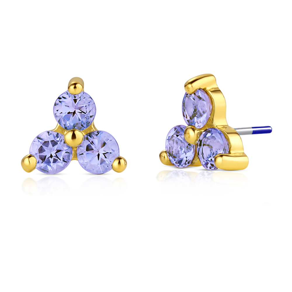 Industrial Strength 18ct Gold Menage a Trois Genuine Gemstone End