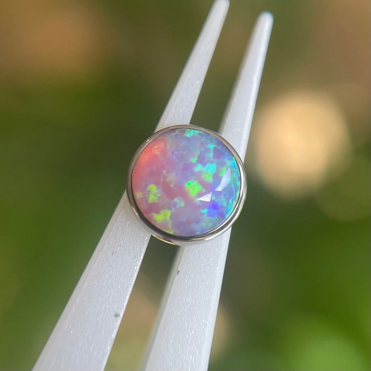 Industrial Strength Titanium Opal Cabochon End
