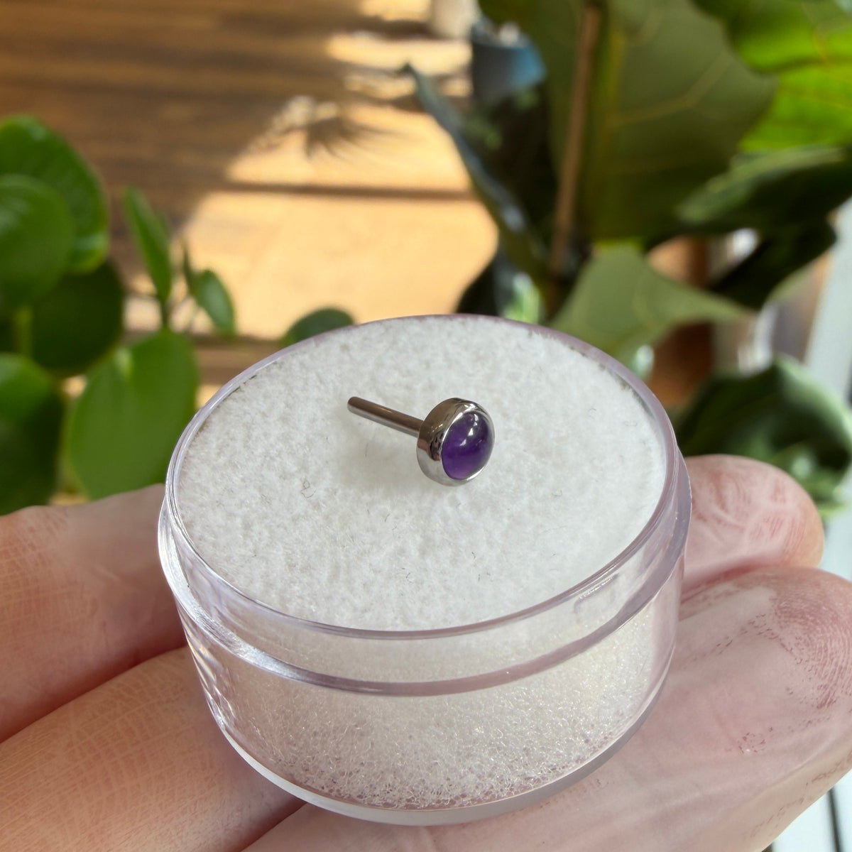 Industrial Strength Titanium Natural Cabochon Gem Straight Barbell