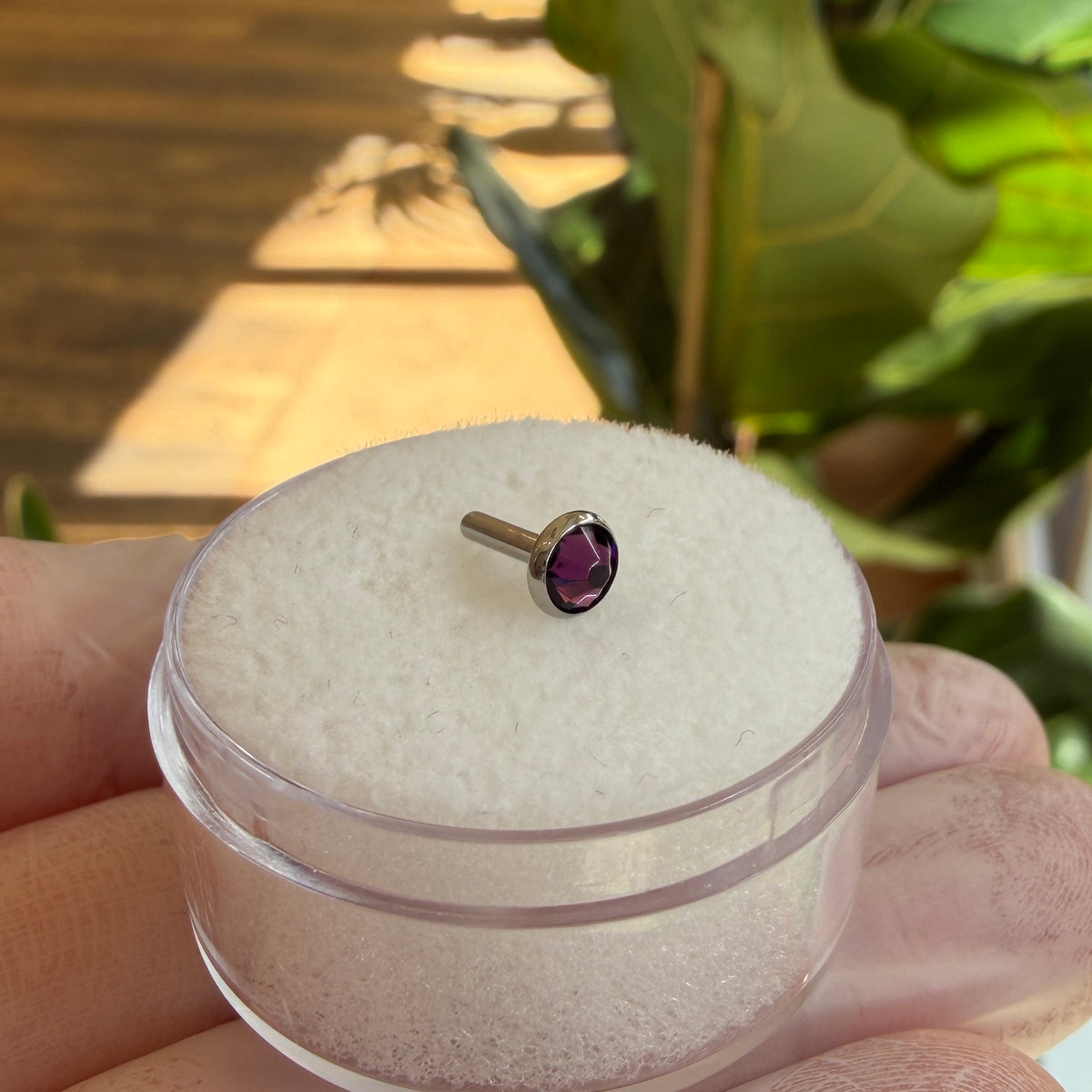 Industrial Strength Titanium Fixed Flat Back Gem Straight Barbell
