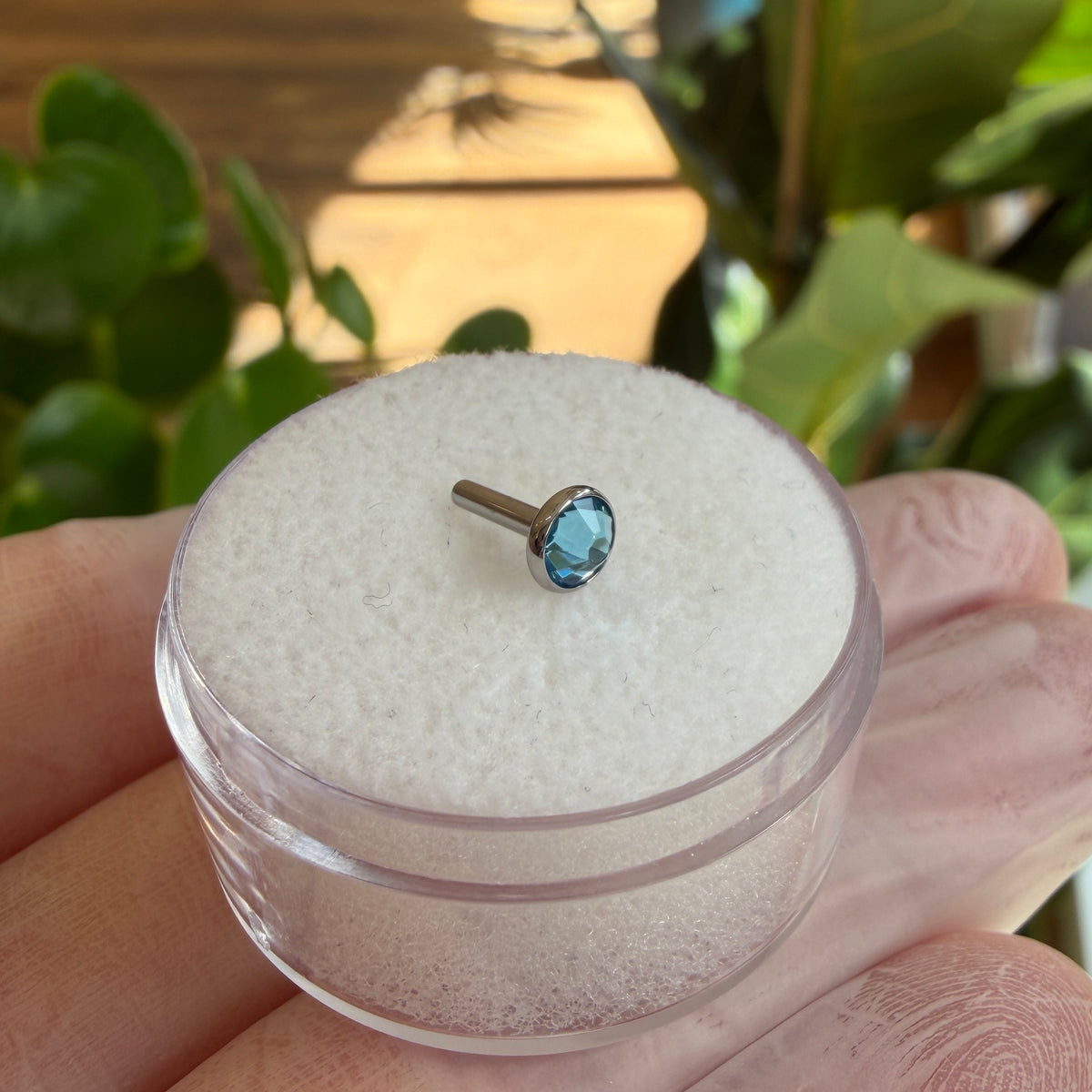 Industrial Strength Titanium Fixed Flat Back Gem Straight Barbell