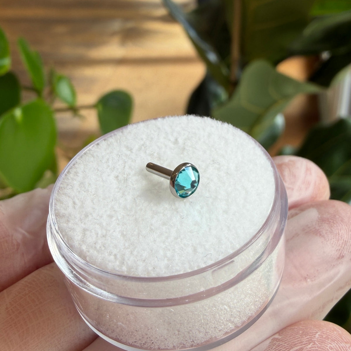 Industrial Strength Titanium Fixed Flat Back Gem Straight Barbell