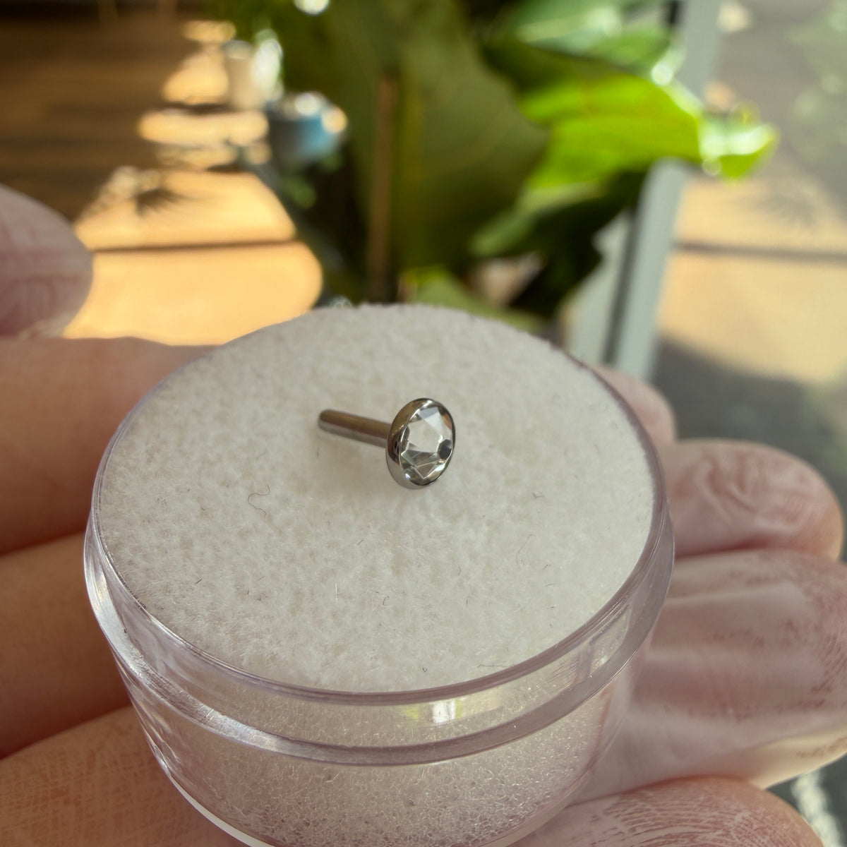 Industrial Strength Titanium Fixed Flat Back Gem Straight Barbell