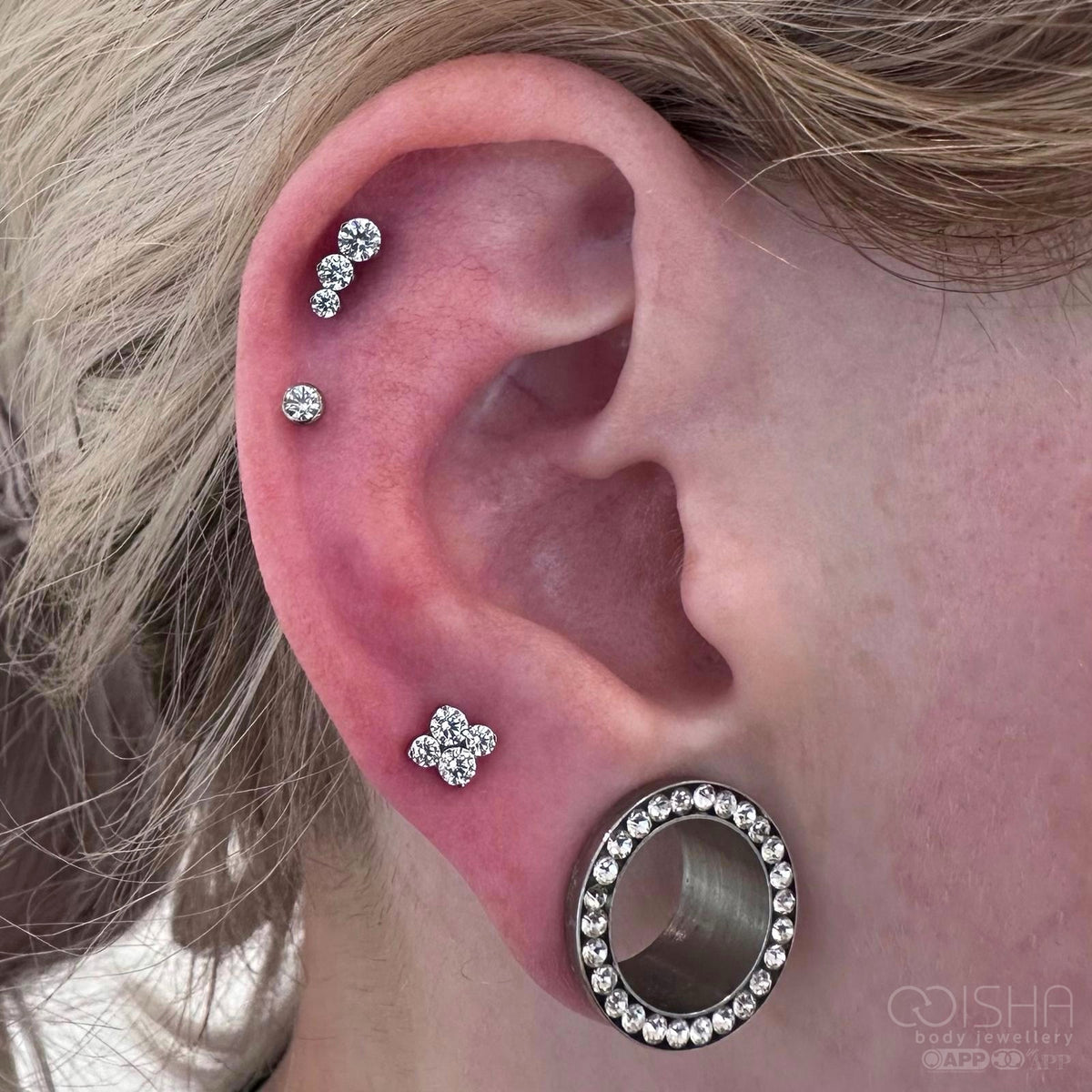 Industrial Strength Low Profile White CZ Gem Ball THREADLESS