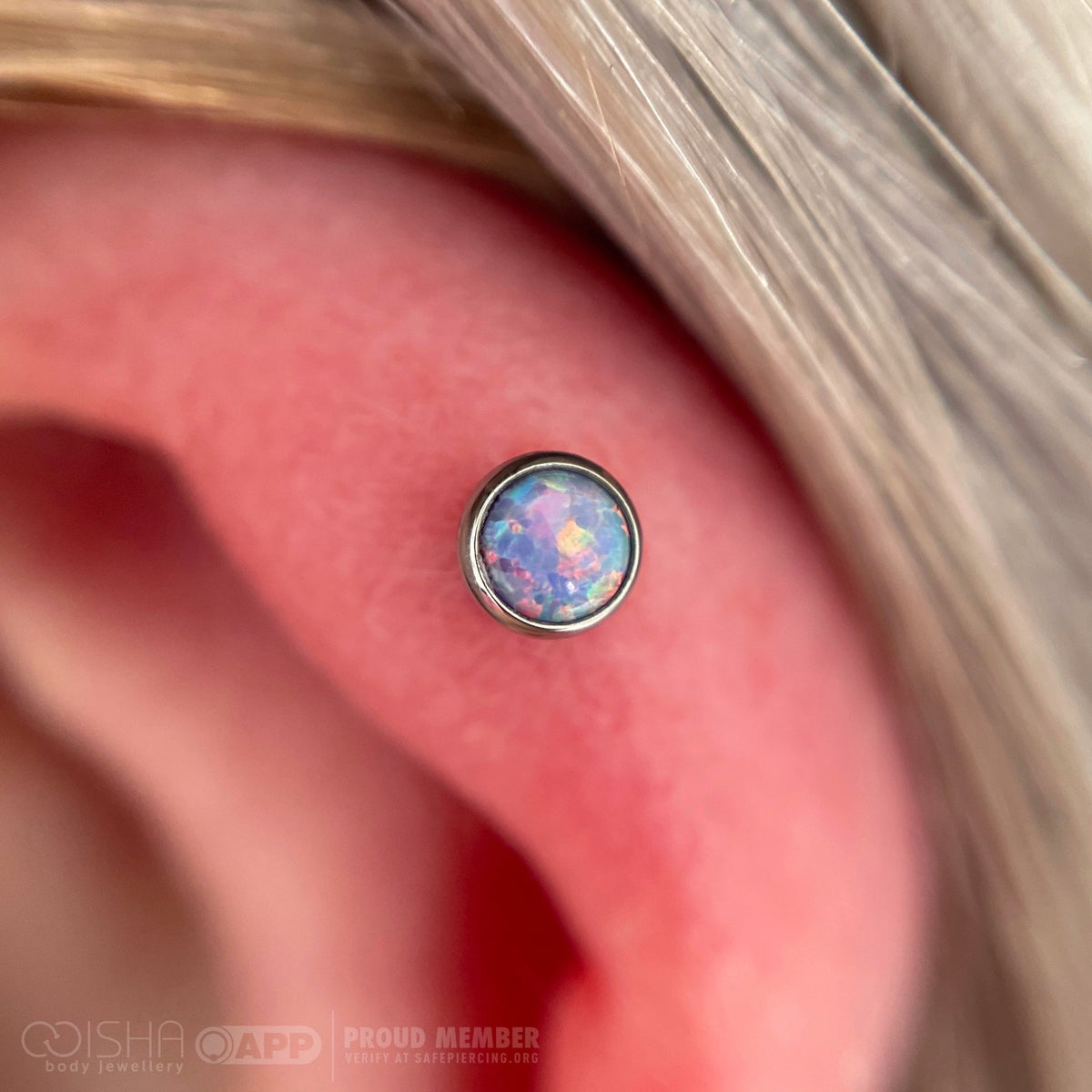 Industrial Strength Titanium Opal Cabochon End