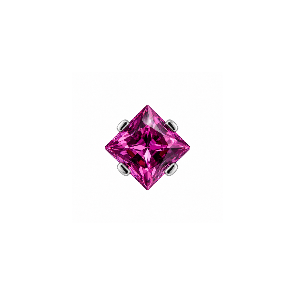 Industrial Strength Princess Cut CZ Prong End THREADLESS