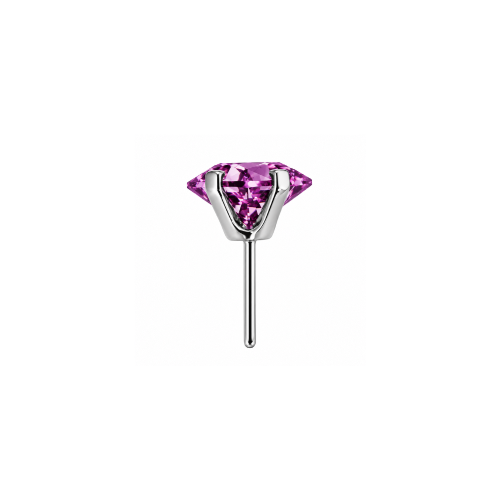 Industrial Strength Princess Cut CZ Prong End THREADLESS