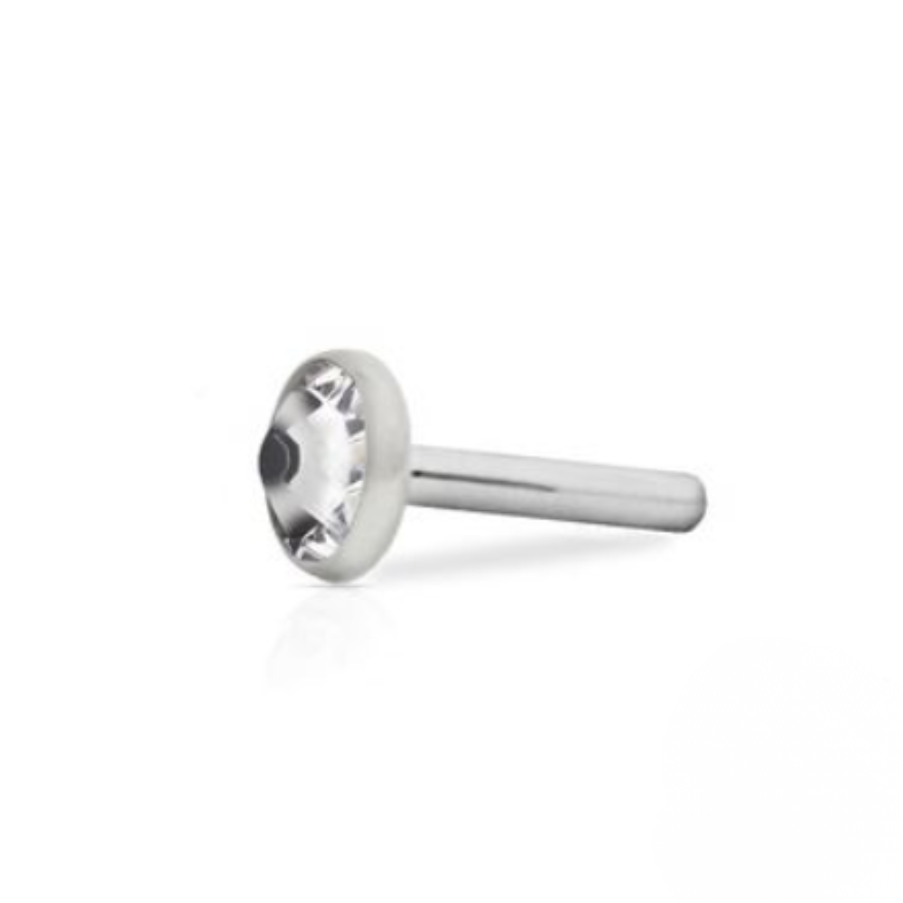 Industrial Strength Titanium Fixed Flat Back Gem Straight Barbell