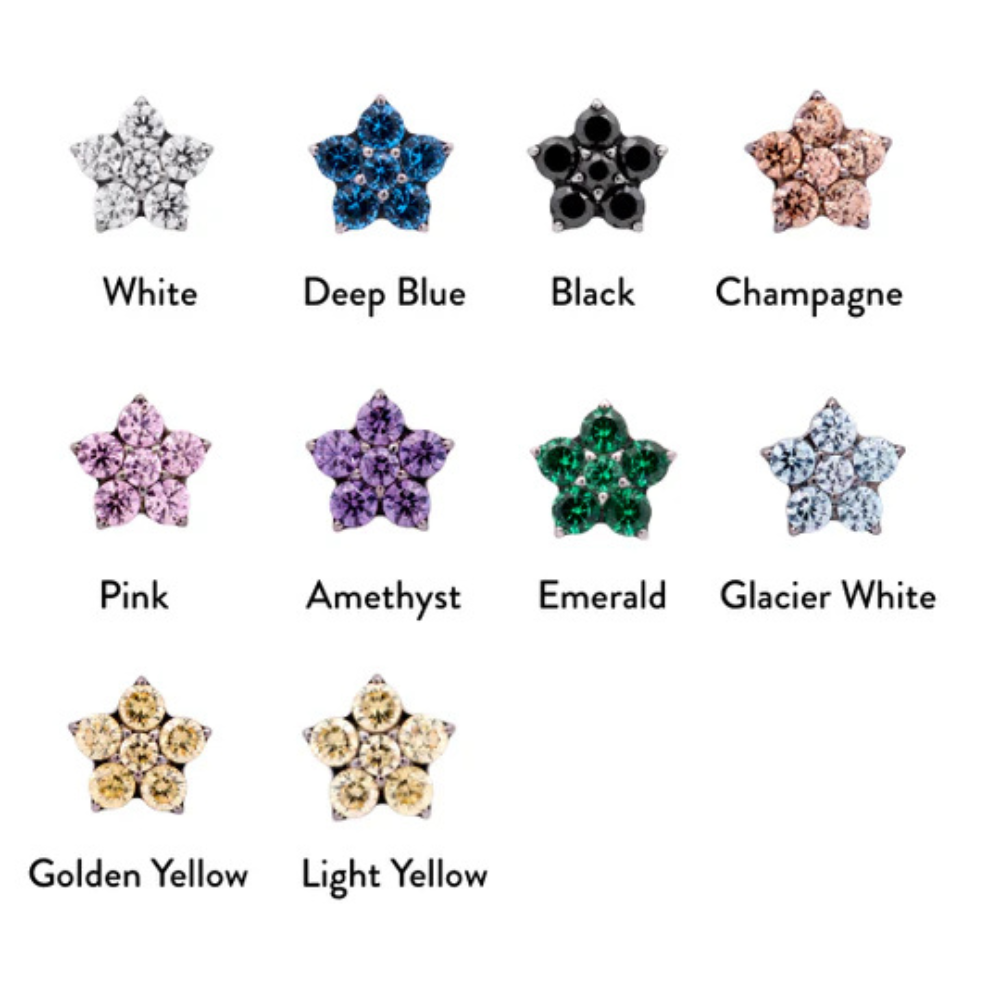 Junipurr Titanium CZ 5 Petal Flower Threadless End