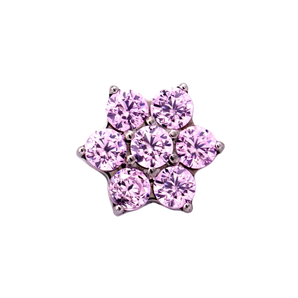 Junipurr Titanium CZ 6 Petal Flower Threadless End