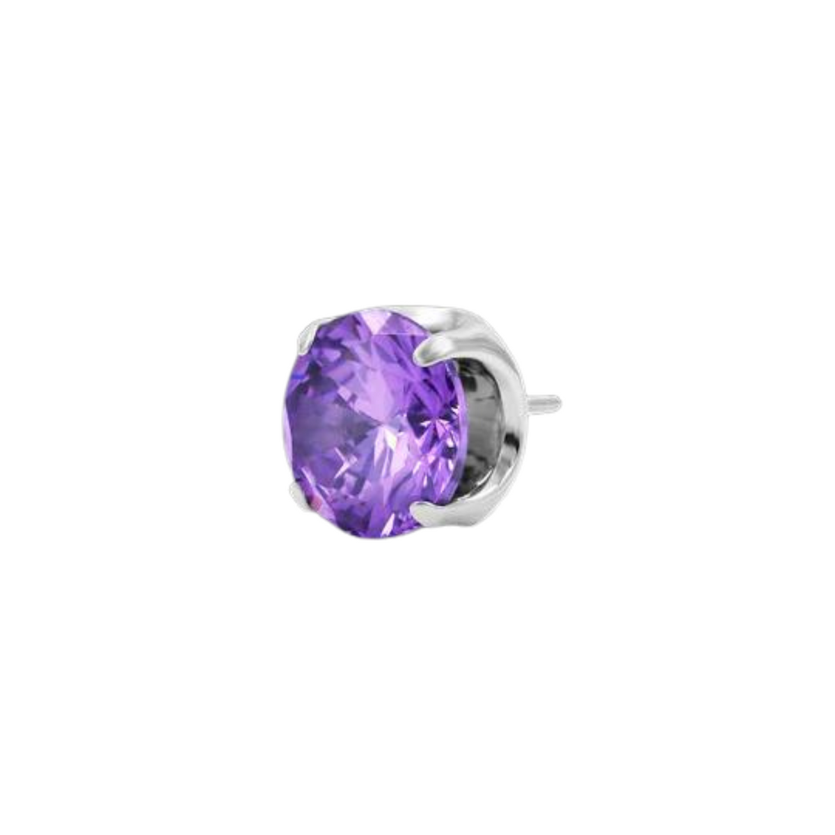 Junipurr Titanium Amethyst CZ Prong Set End THREADLESS