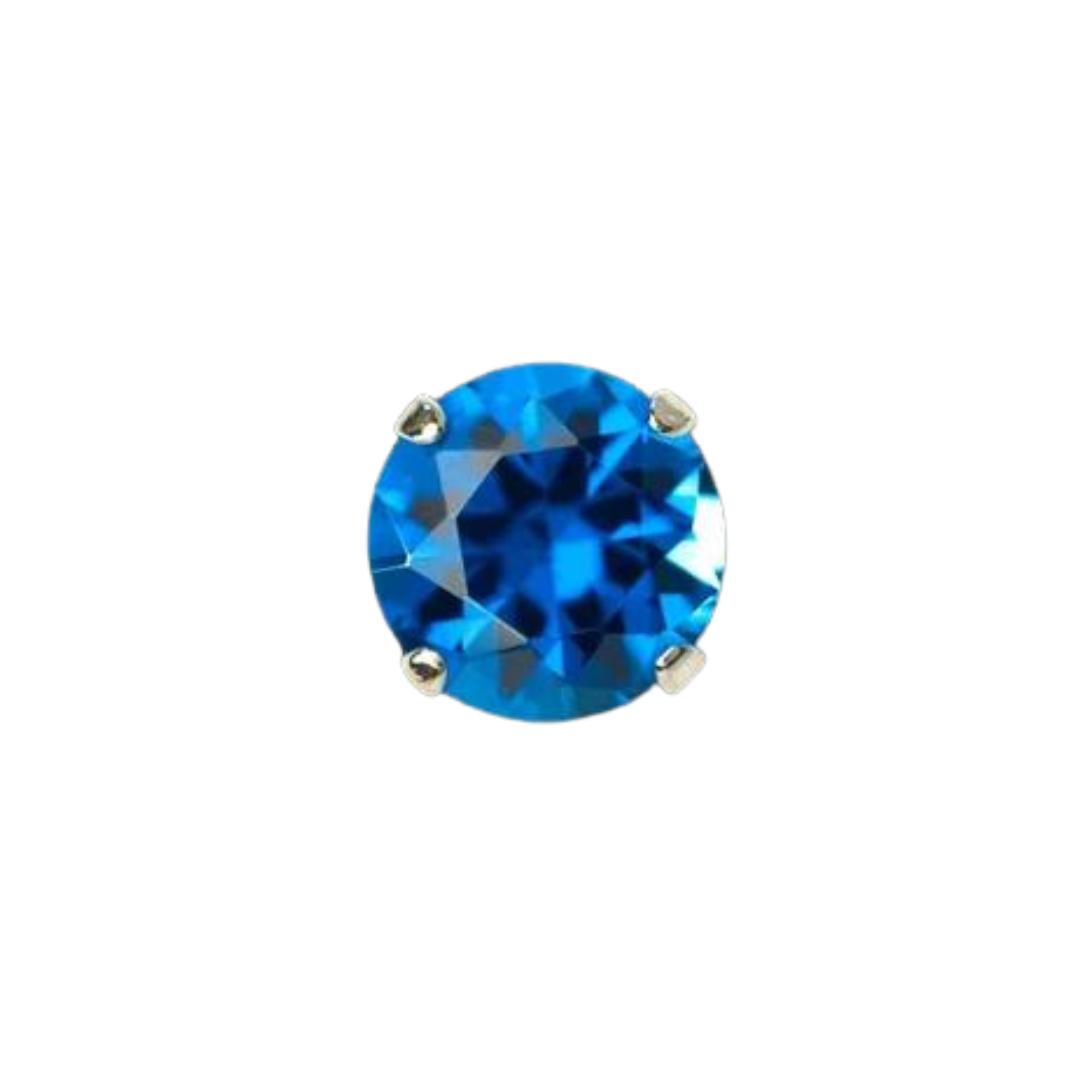 Junipurr Titanium Deep Blue CZ Prong Set End THREADLESS