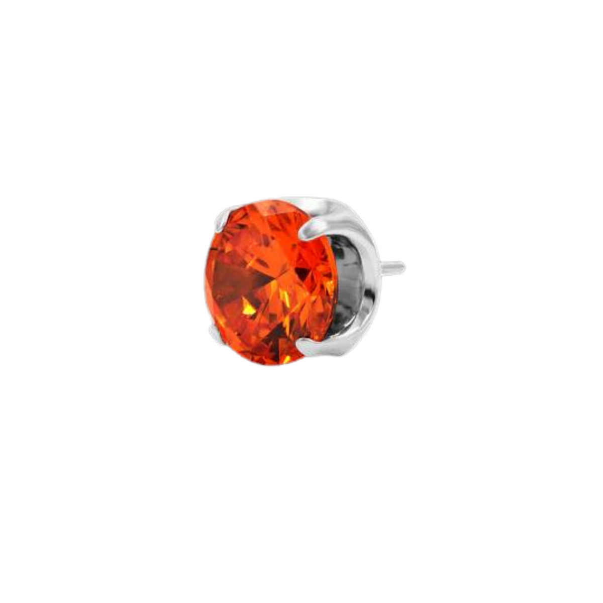 Junipurr Titanium Orange CZ Prong Set End THREADLESS