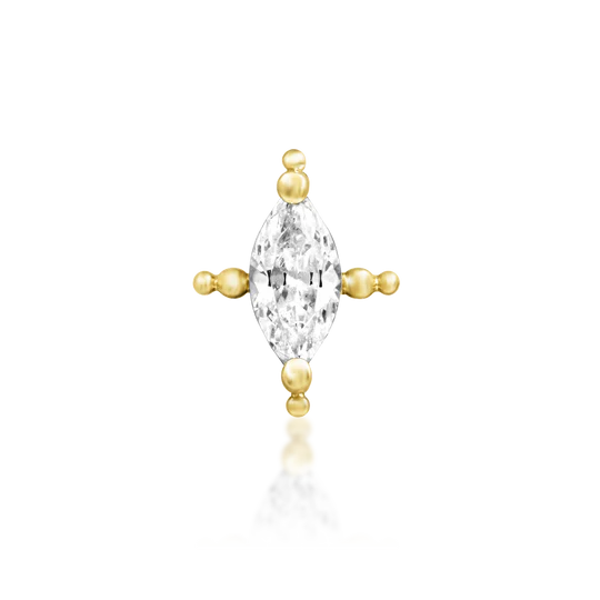 Junipurr 14ct Gold Beaded Marquise CZ End