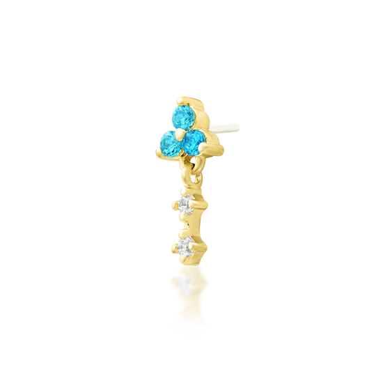 Junipurr 14ct Gold Maris Aqua Blue CZ End