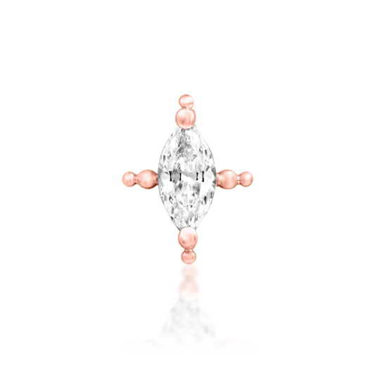 Junipurr 14ct Gold Beaded Marquise CZ End