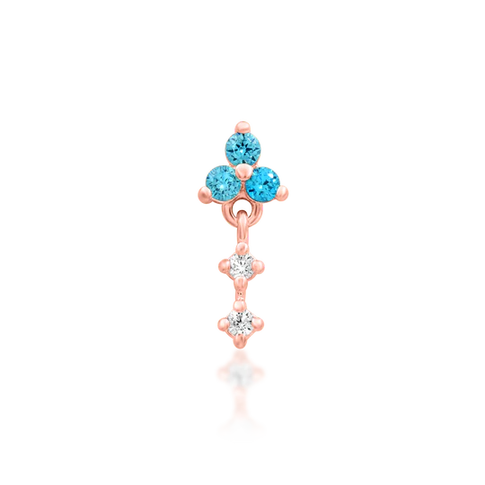 Junipurr 14ct Gold Maris Aqua Blue CZ End