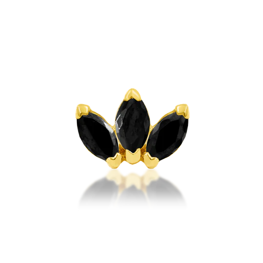 Junipurr 14ct Gold Triple Marquise Black CZ End