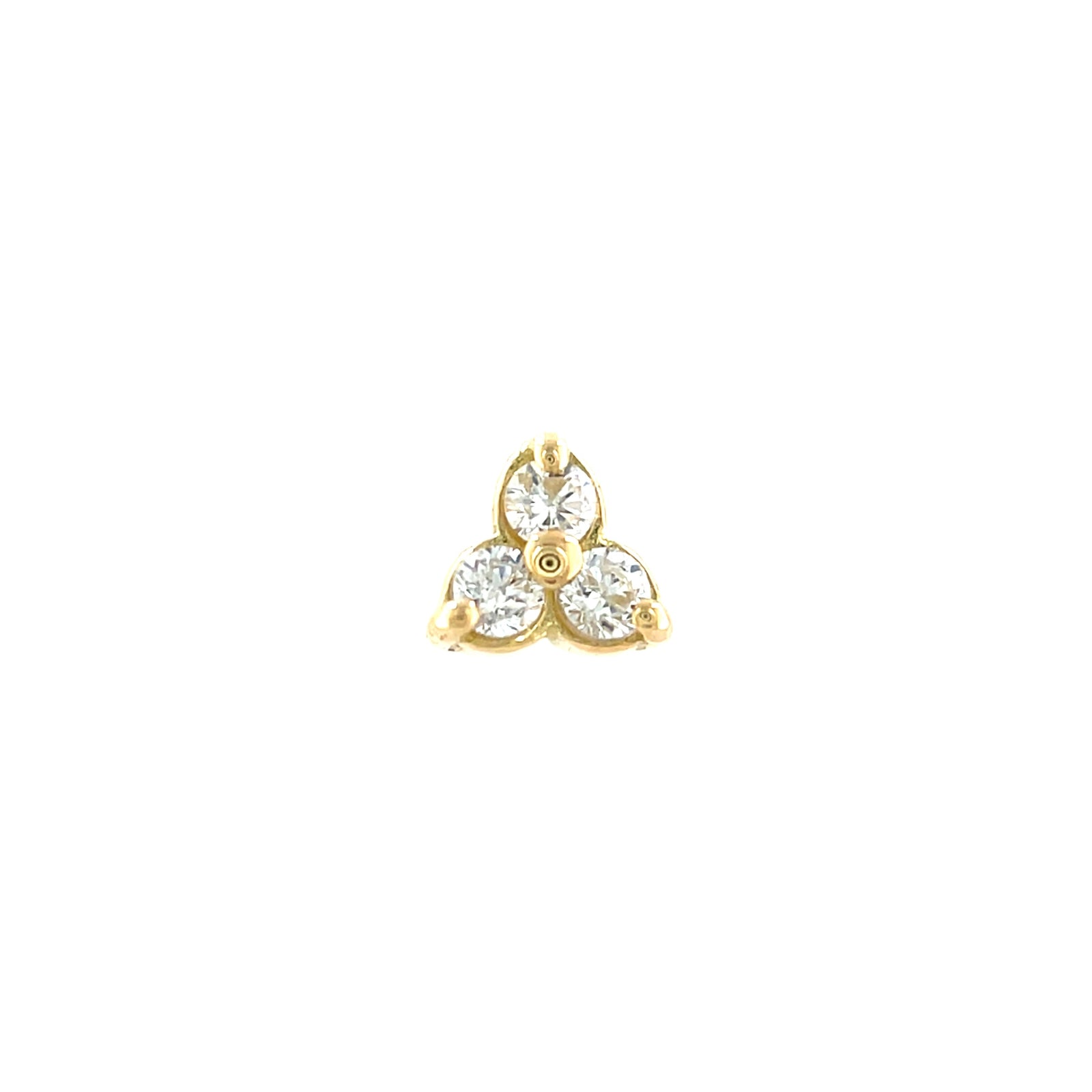 Gold and diamond earring on a white background
