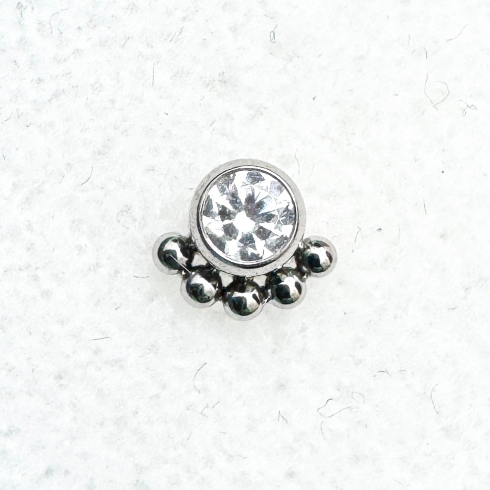 LeRoi Haute Couture White CZ Beaded Edge End