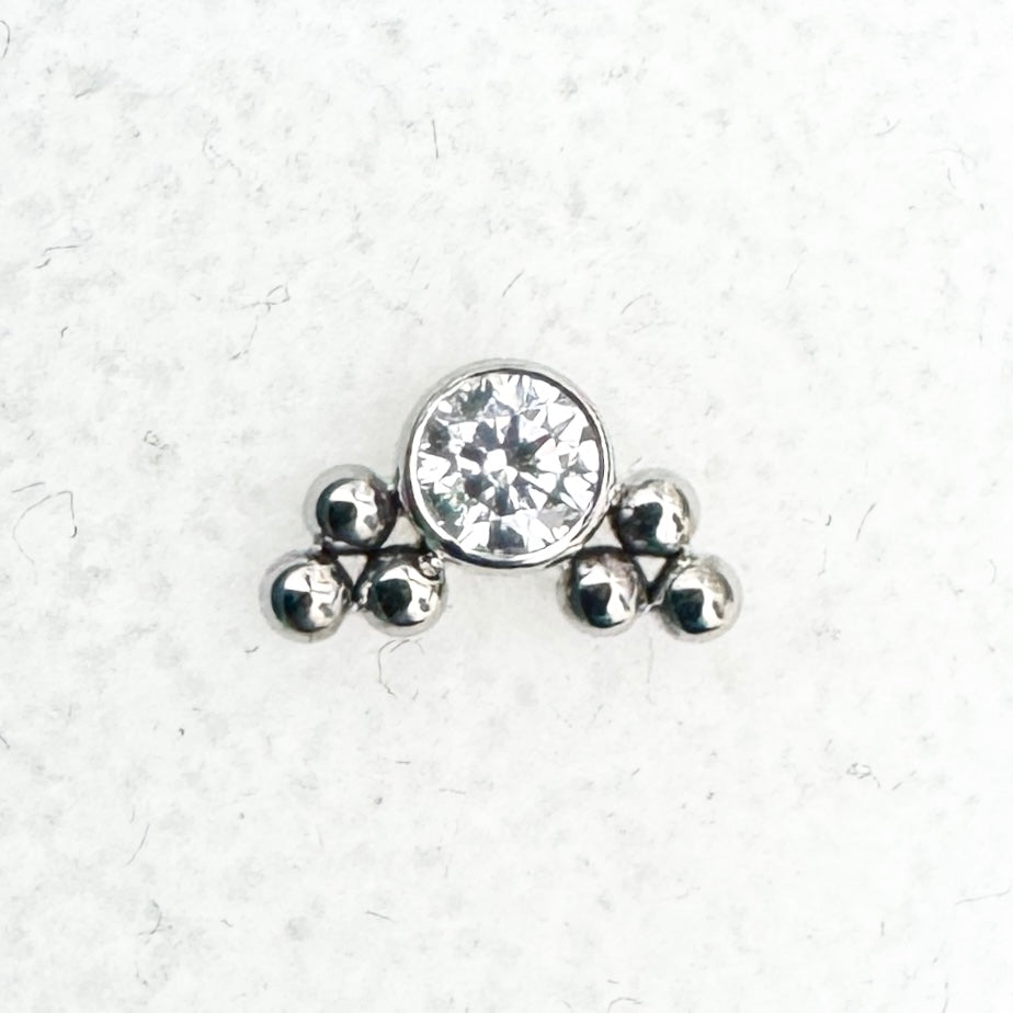 LeRoi Haute Couture White CZ Winged Tri-bead End