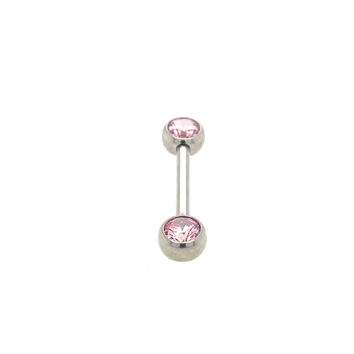 NeoMetal Side Set Pink CZ Gem Barbell