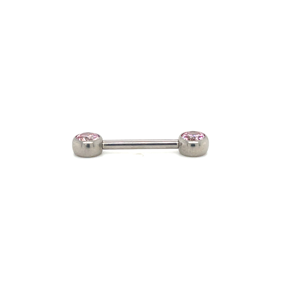 NeoMetal Side Set Pink CZ Gem Barbell