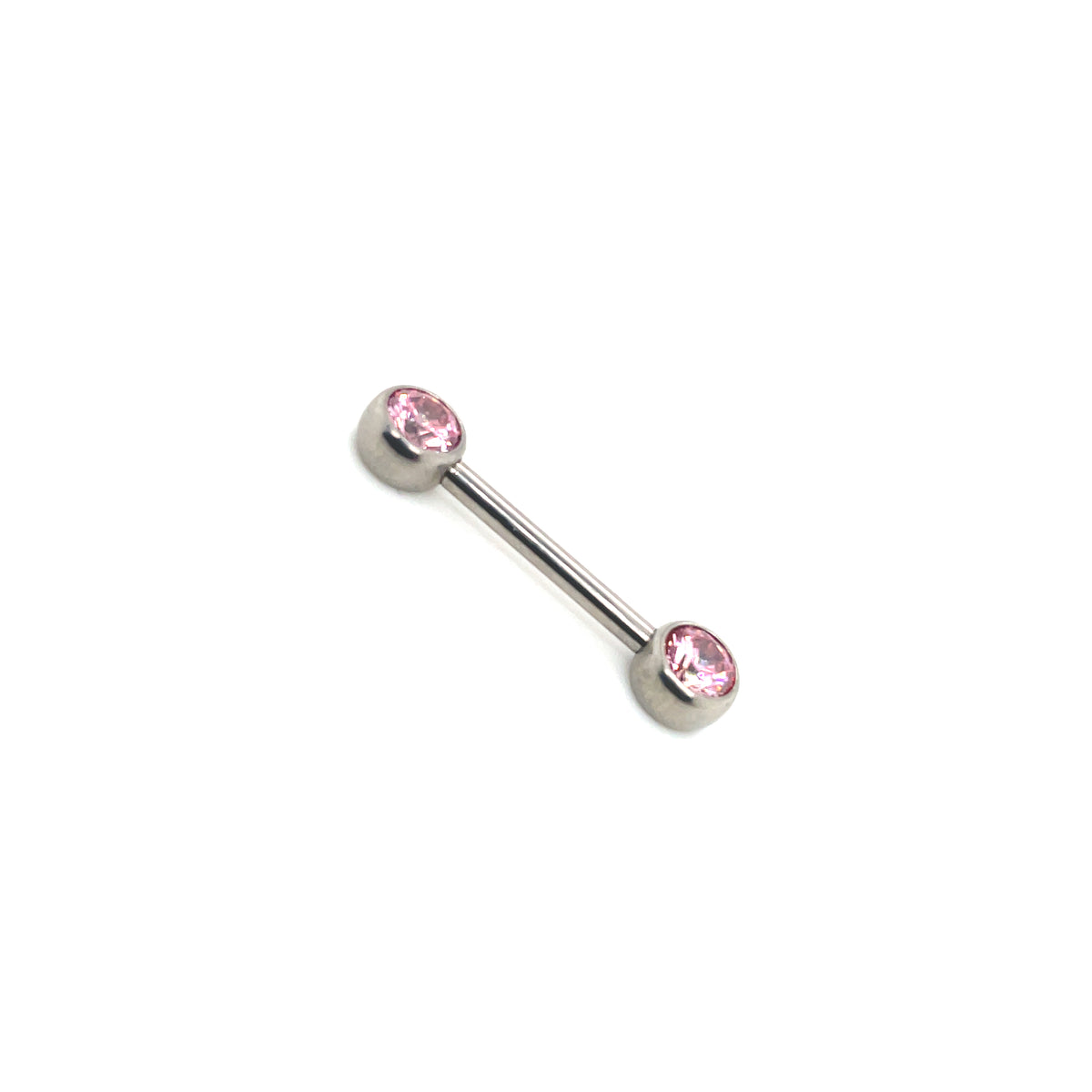 NeoMetal Side Set Pink CZ Gem Barbell