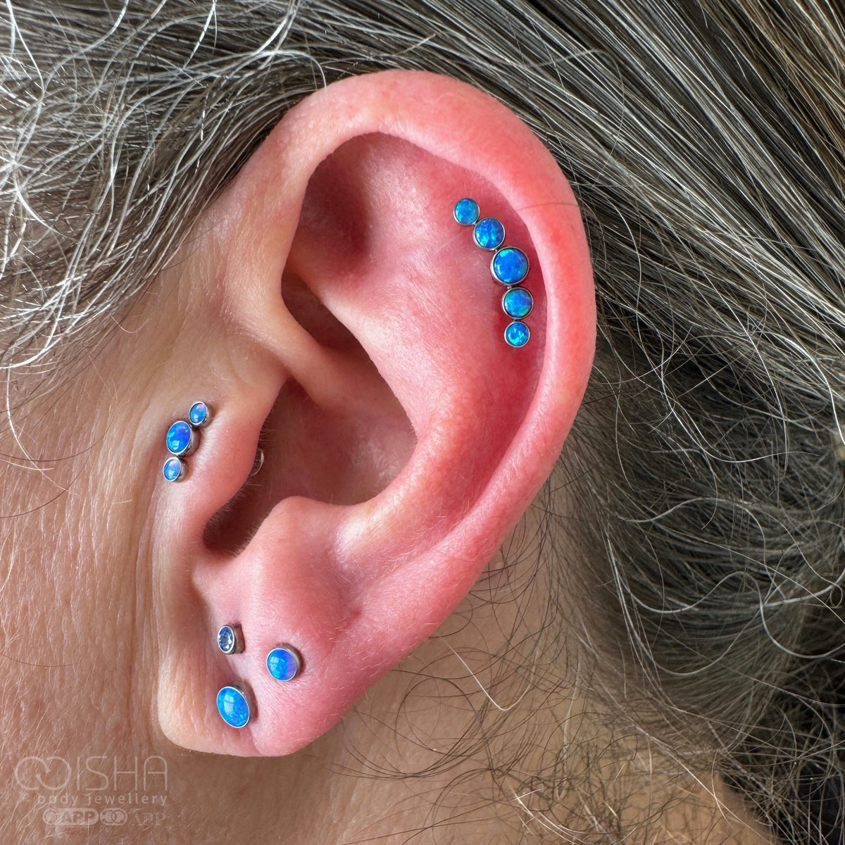 NeoMetal Capri Blue 5-Piece Opal Curved Cluster End
