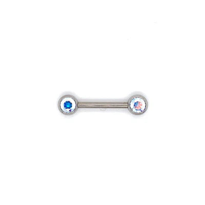 NeoMetal Side Set Aurora Borealis CZ Gem Barbell