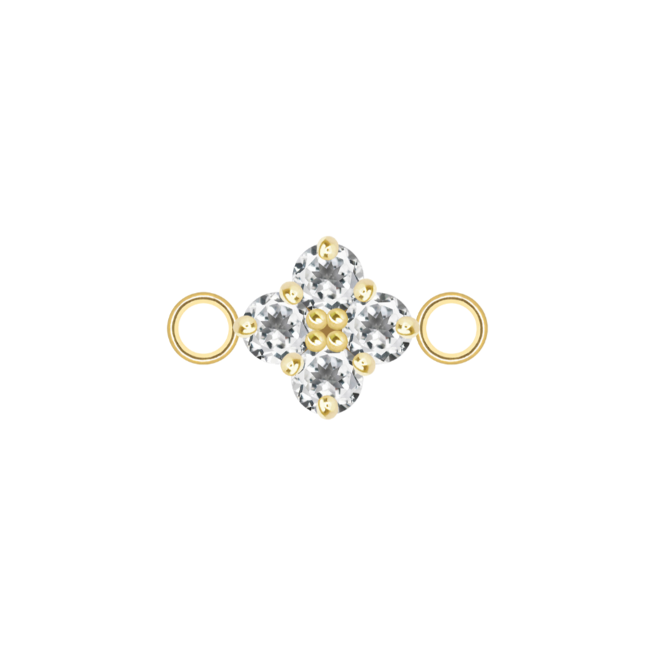 Gold and white topaz connector on a white background