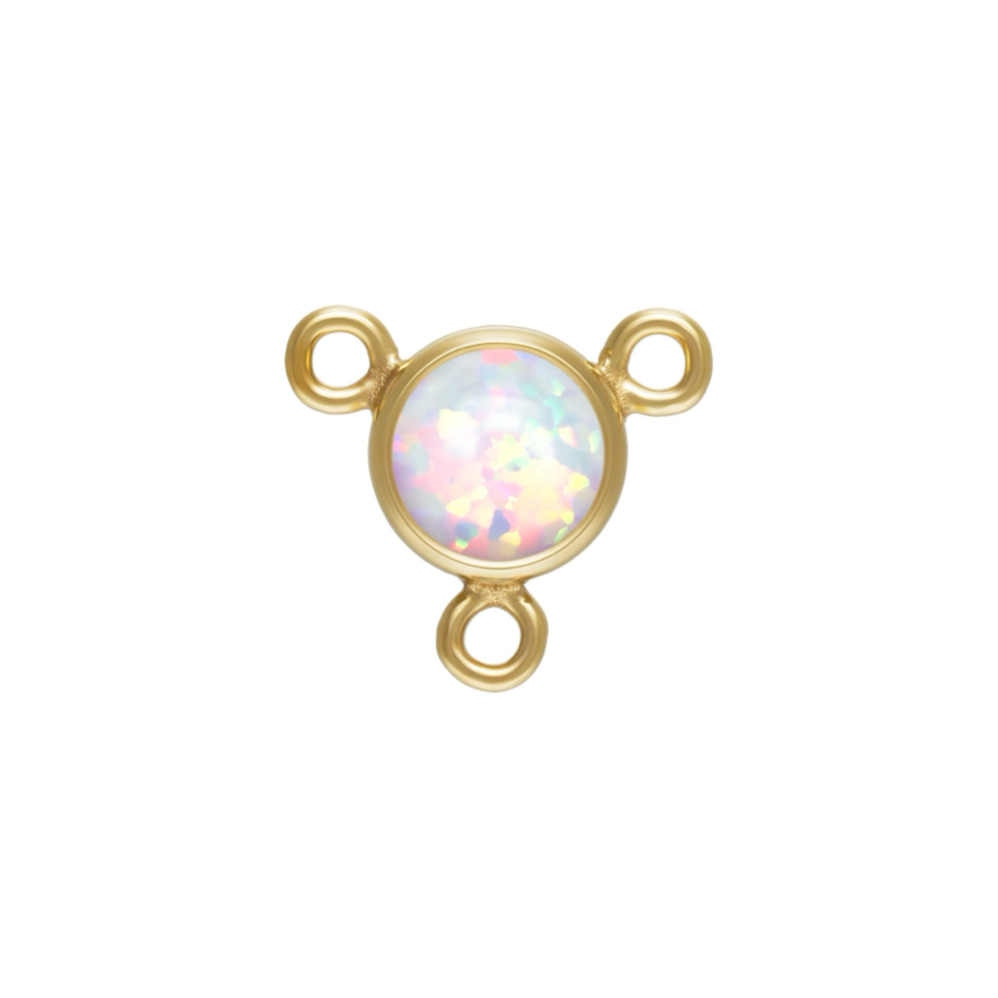 Perma Jewel 14/20 Gold Filled White Opal Y Connector 4mm