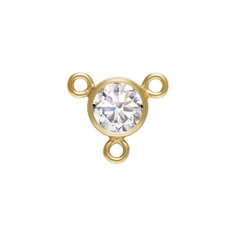 Perma Jewel 14/20 Gold Filled White CZ Y Connector 4mm